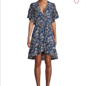 Blue floral wrap dress